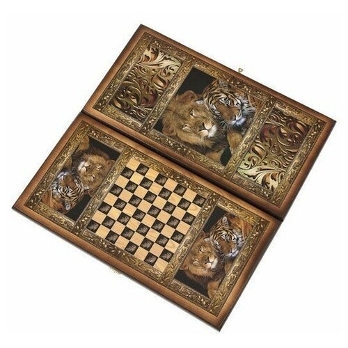 Нарды Шашки Сирия Львы средние Россия дерево 50х25х4 см 2033₽