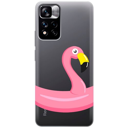 Силиконовый чехол с принтом Flamingo Swim Ring для Xiaomi Redmi Note 11 Pro+ 5G / Xiaomi 11i / Сяоми Редми 11 Про+ 5г / Ксиаоми 11и силиконовый чехол на xiaomi 13 pro сяоми 13 про с 3d принтом swan swim ring прозрачный