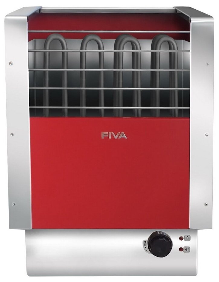 Электрокаменка УМТ Fiva ЭКМ 8 кВт (380/220 В, встроенный пульт, красная) - фотография № 1