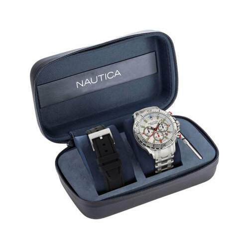 Наручные часы NAUTICA, белый кольцо наборное нержавеющая сталь родирование размер 22 серебряный