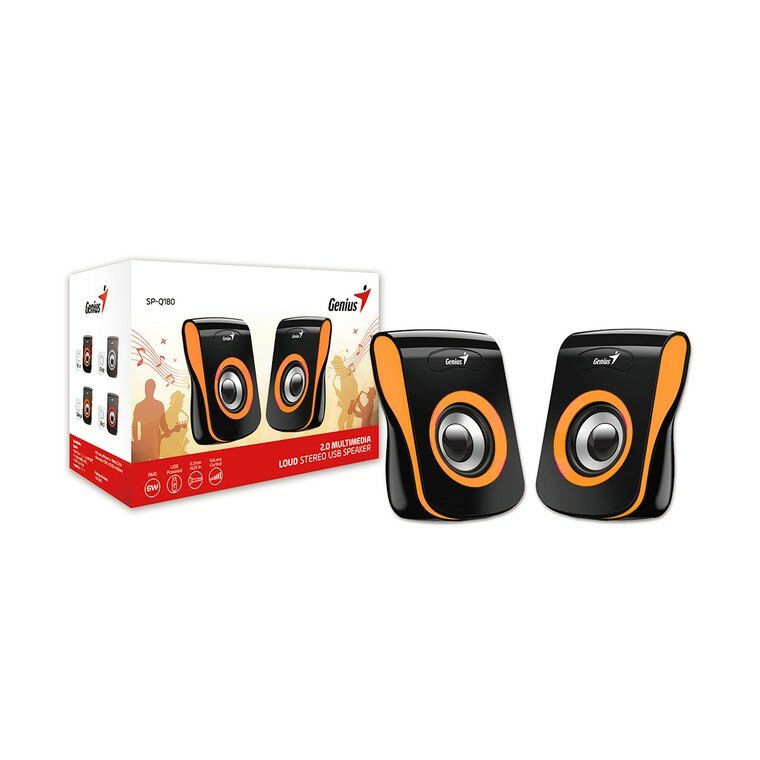 Колонки компьютерные Geinus SP-Q180, 2.0, 2 x 3W RMS, USB-power, Orange