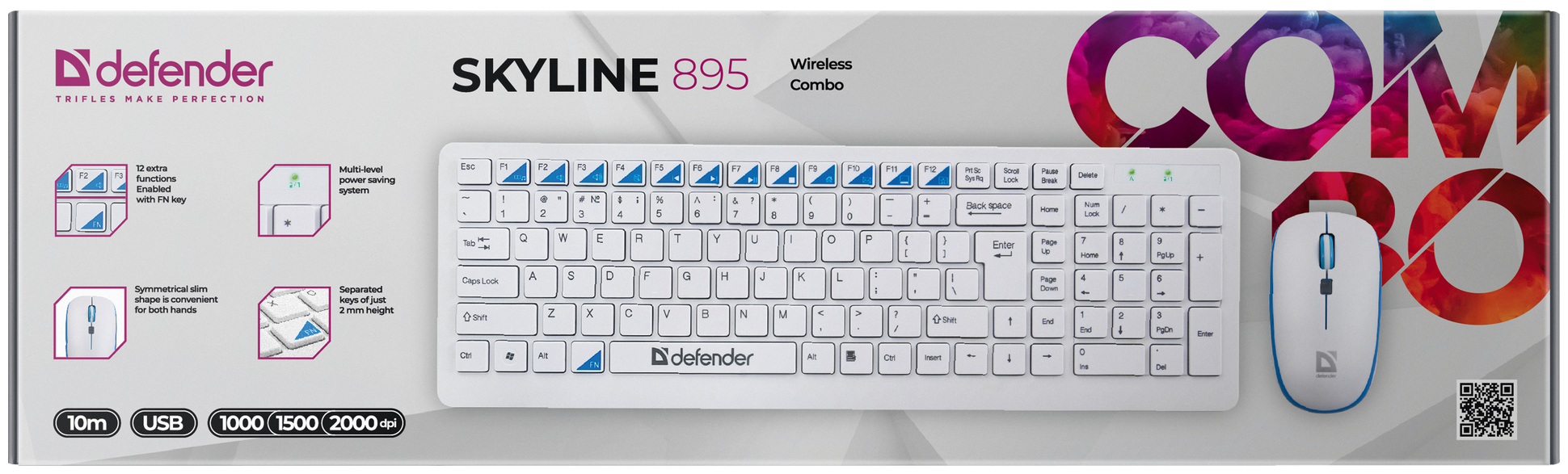 Комплект клавиатура и мышь DEFENDER Skyline 895 Nano White USB (45895) - фотография № 11