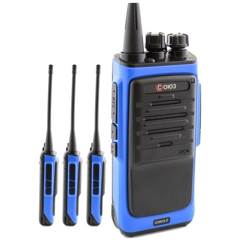 фото Комплект раций союз 2х10 синий. портативные рации, набор раций союз 2х10