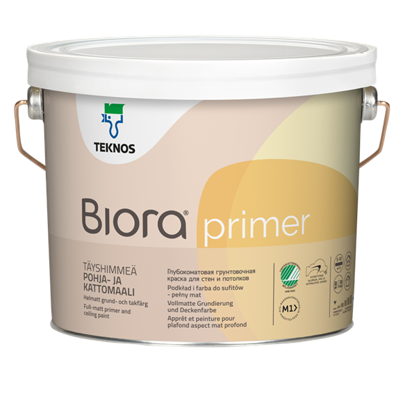 Текнос Biora Primer Краска Глубокоматовая для стен и потолков, Баз. PM1 (2,7л)