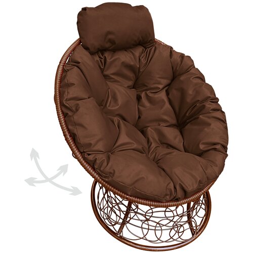 Кресло m-group папасан пружинка мини ротанг коричневое, коричневая подушка