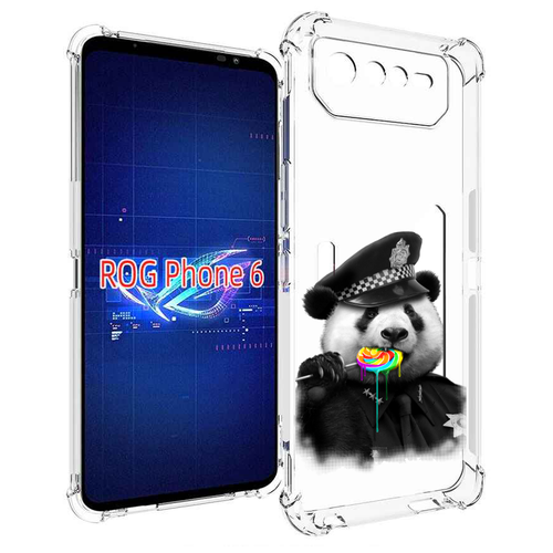 Чехол MyPads Панда полиция для Asus ROG Phone 6 задняя-панель-накладка-бампер