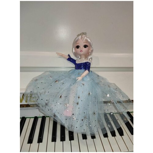 Шарнирная кукла в бальном голубом платье, в подарочной коробке, 30 см