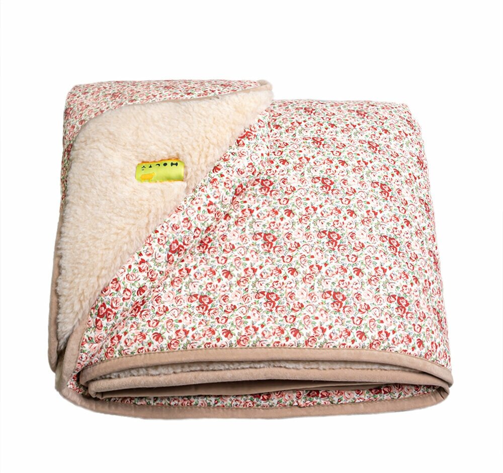 Одеяло теплое из шерсти Холти Классика "Цветочек" (красный) 200*220 - фотография № 13