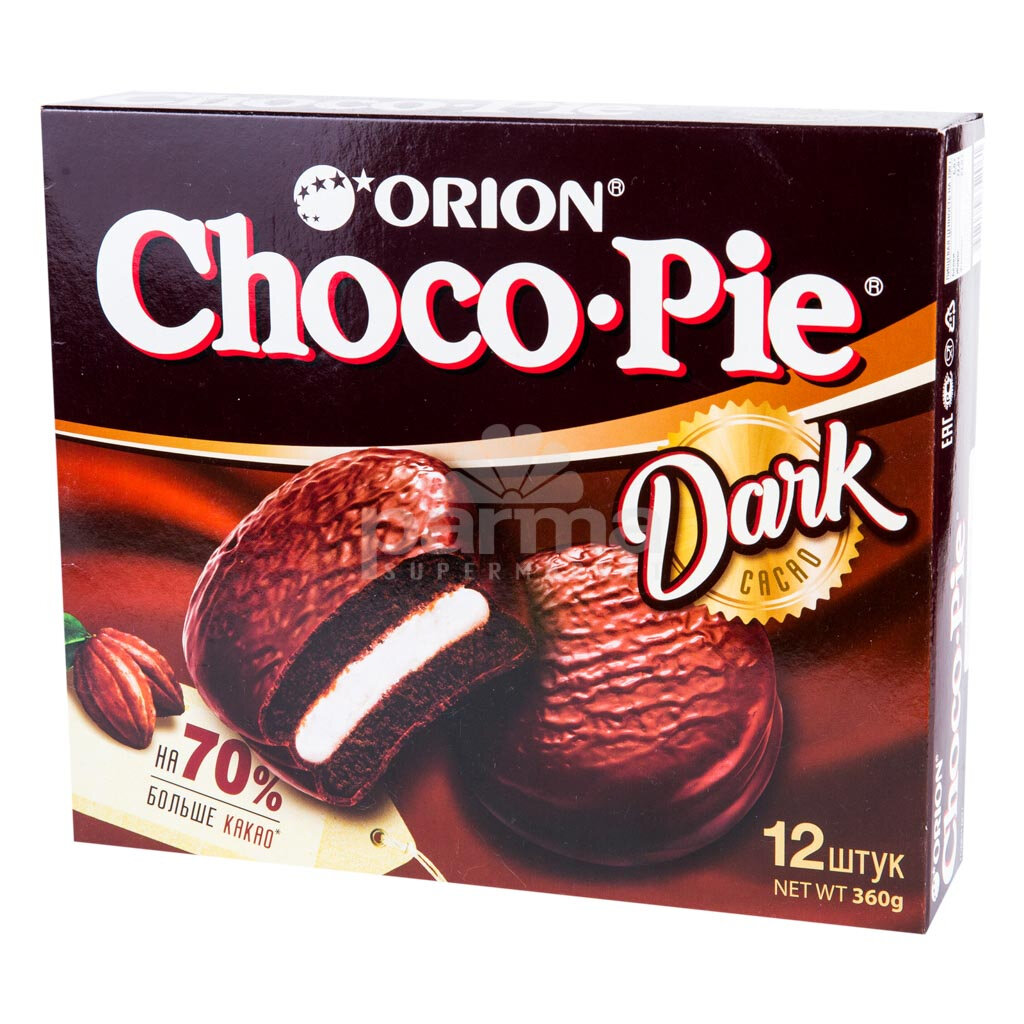 Пирожное бисквитное Orion Choco Pie Dark тёмный шоколад, 360 г - фото №4