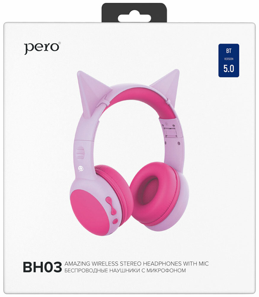 Беспроводные наушники Pero BH03 Pink, полноразмерные (PWH-BH03P)