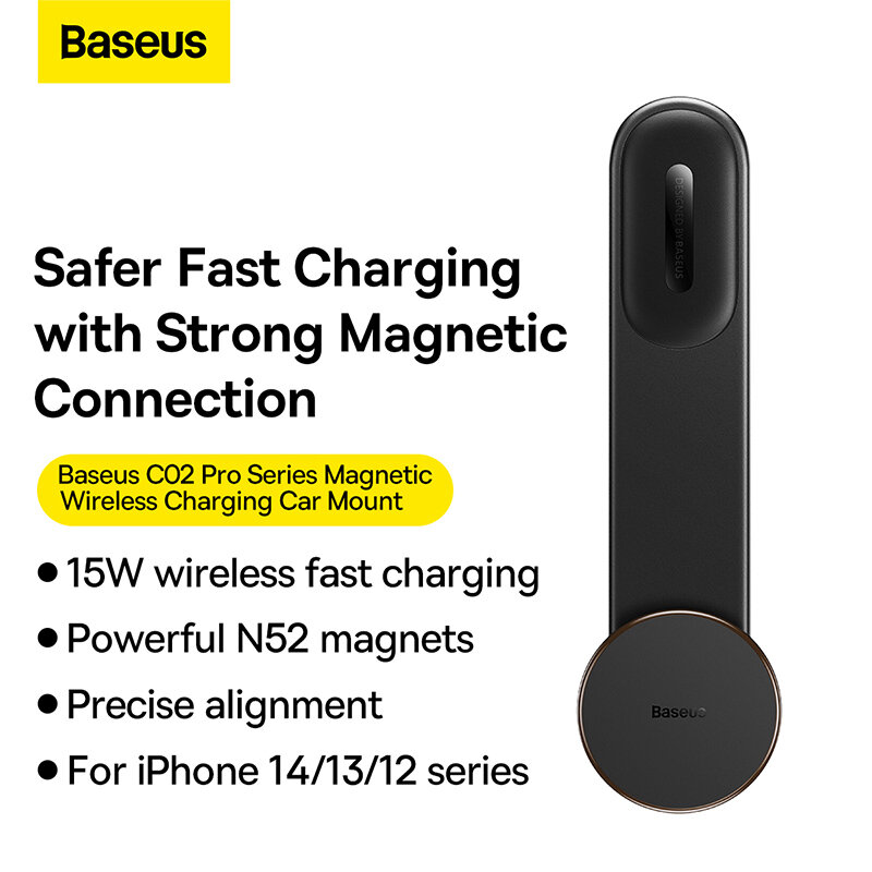 Автомобильный держатель с беспроводной зарядкой Baseus C02 Pro Magnetic Wireless Phone Holder 15W (C40156000111-00)