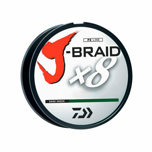 плетеный шнур daiwa j braid x8 d 0 16 мм 150 м 9 кг желтый 1 шт Плетеный шнур Daiwa J-Braid X8 Dark Green 0.18мм 26.5lb 150м