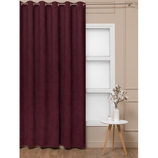 Портьера Amore Mio вельвет  канвас  на люверсах  бордовый 200х270  92071 