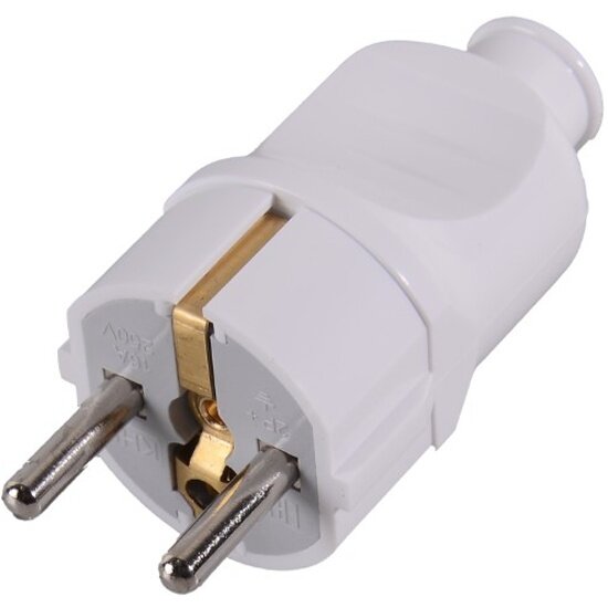 Вилка прямая Вихрь с/з белая 16А 250В 73/12/1/3