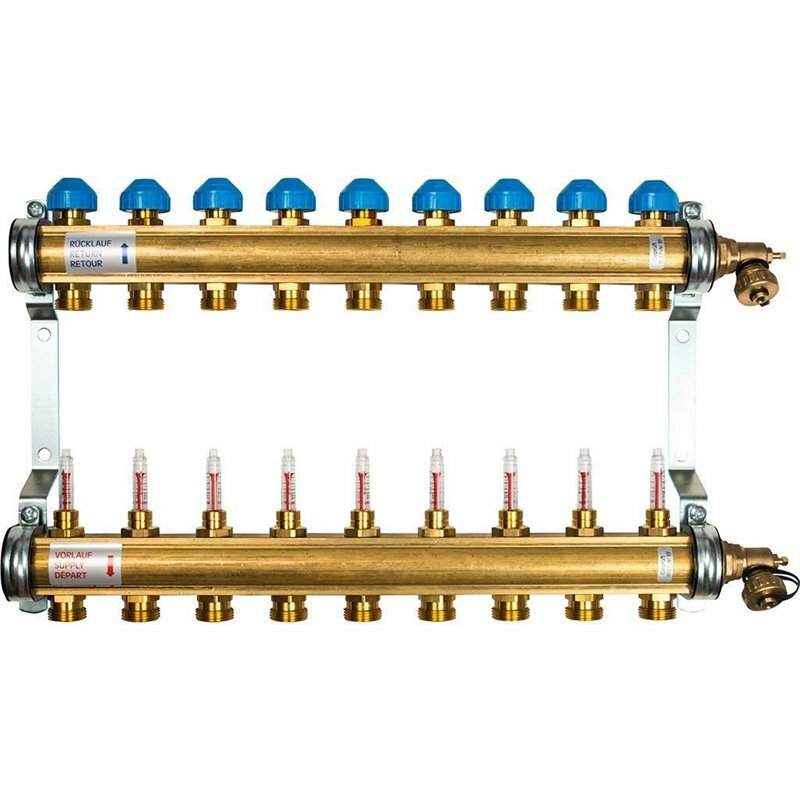 Коллекторная группа Watts Profil HKV-T 09 контуров Typ 513 MT 1", выходы 3/4" евроконус