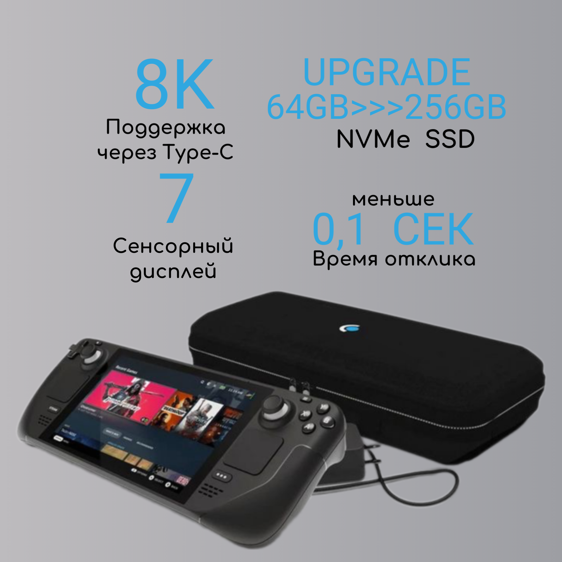 Игровая приставка Valve Steam Deck LCD с Windows 11, 256 ГБ SSD с дополнительным радиатором SSD — фото 1