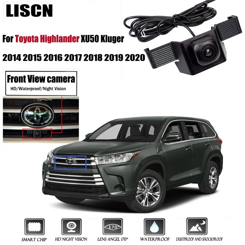 Фронтальная камера для Toyota Highlander XU50 Kluger 2014 2015 2016 2017 2018 2019 2020 HD с ночным видением и функцией парковки, фронтальная камера с логотипом