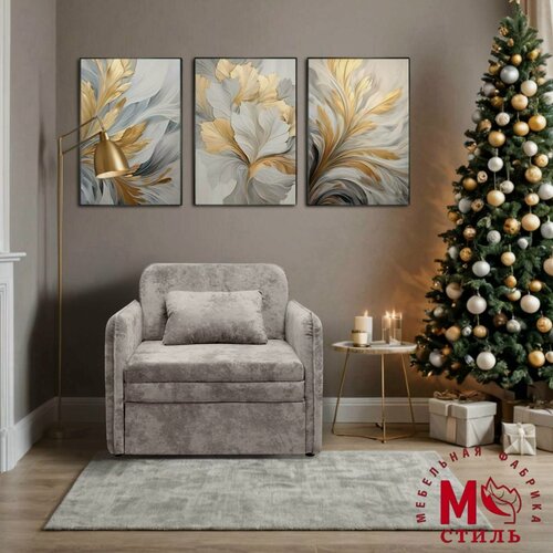 Изображение товара Диван-кровать раскладной М-Стиль " Урбан", спальное место 196х80 с ящиком для хранения, бежевый велюр