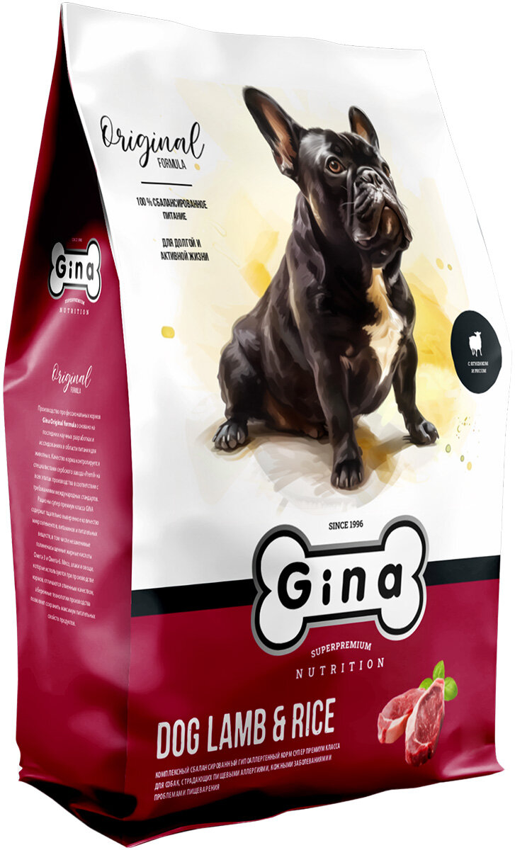 GINA DOG LAMB & RICE для взрослых собак с чувствительным пищеварением с ягненком и рисом 01616 (7,5 кг)