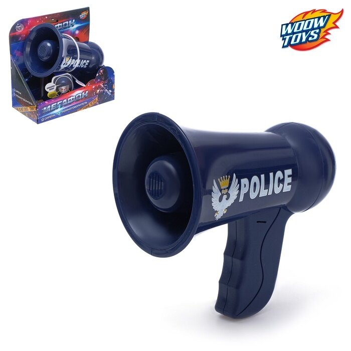 Полицейский мегафон Woow Toys "Полицейский", 2 режима: сирена, громкоговоритель, на батарейках (HSY-089)
