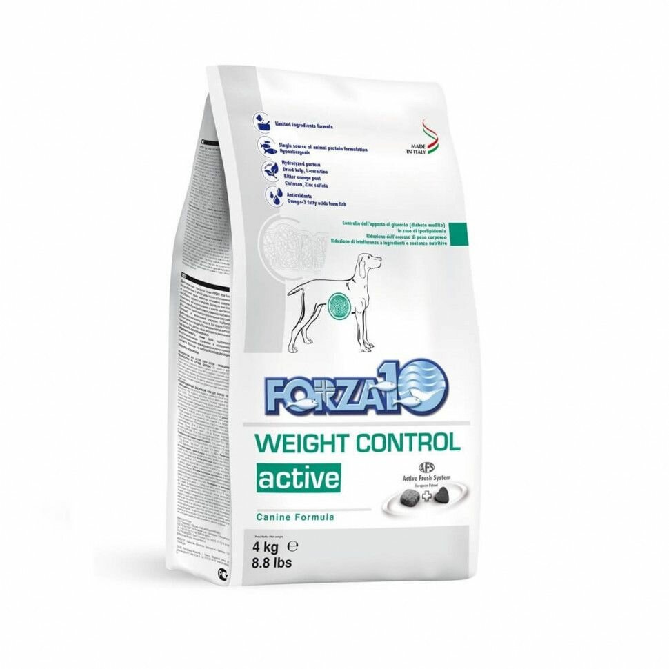 Forza10 Active Weight Control Сухой полнорационный диетический корм для взрослых собак, Рыба 4 кг