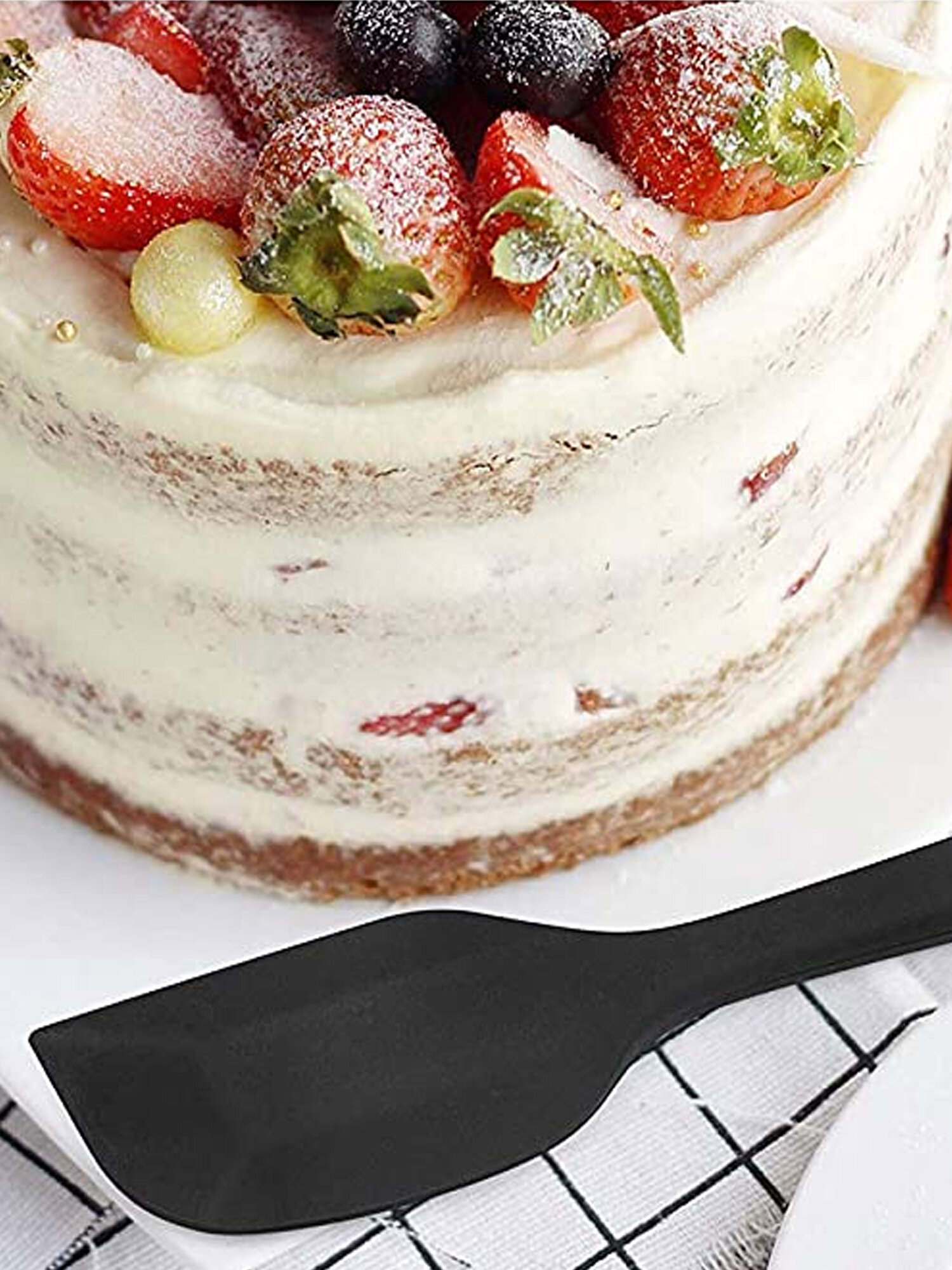 Лопатка силиконовая черная кухонный набор 2 шт, 21 см и 27 см — фото 1