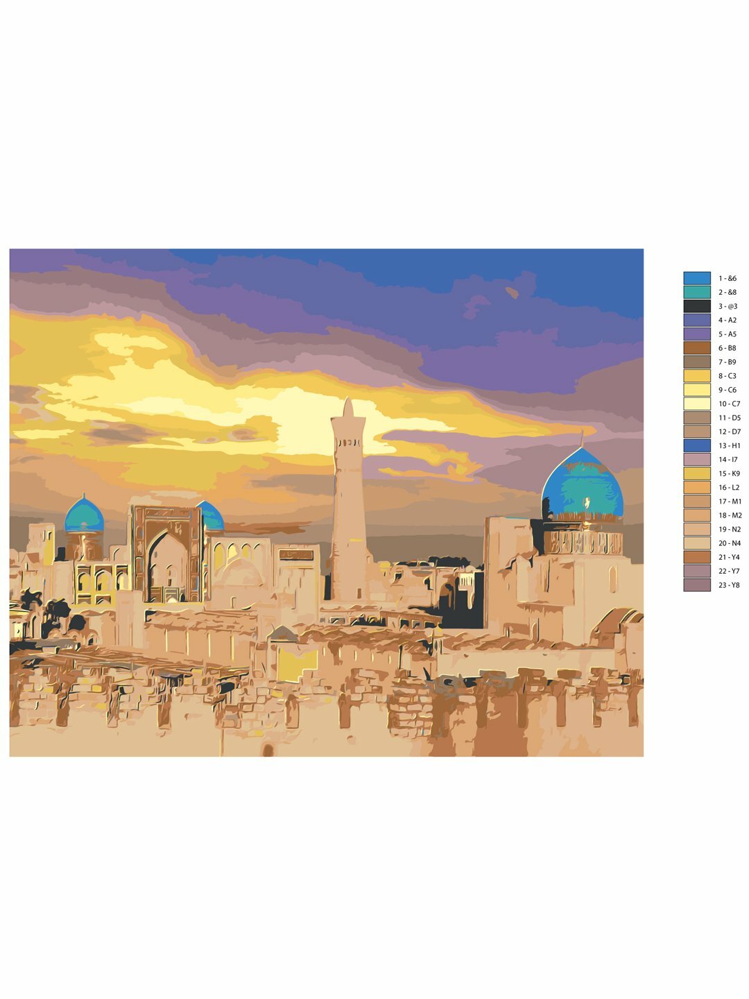 Картина по номерам "Бухара. Минарет Калян на закате", 40×50 см, раскраска на холсте, набор для рисования — фото 1