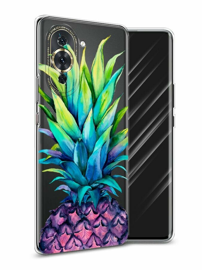 Чехол на Huawei Nova 10 Pro / Хуавей Нова 10 Про с принтом Яркий ананас, прозрачный
