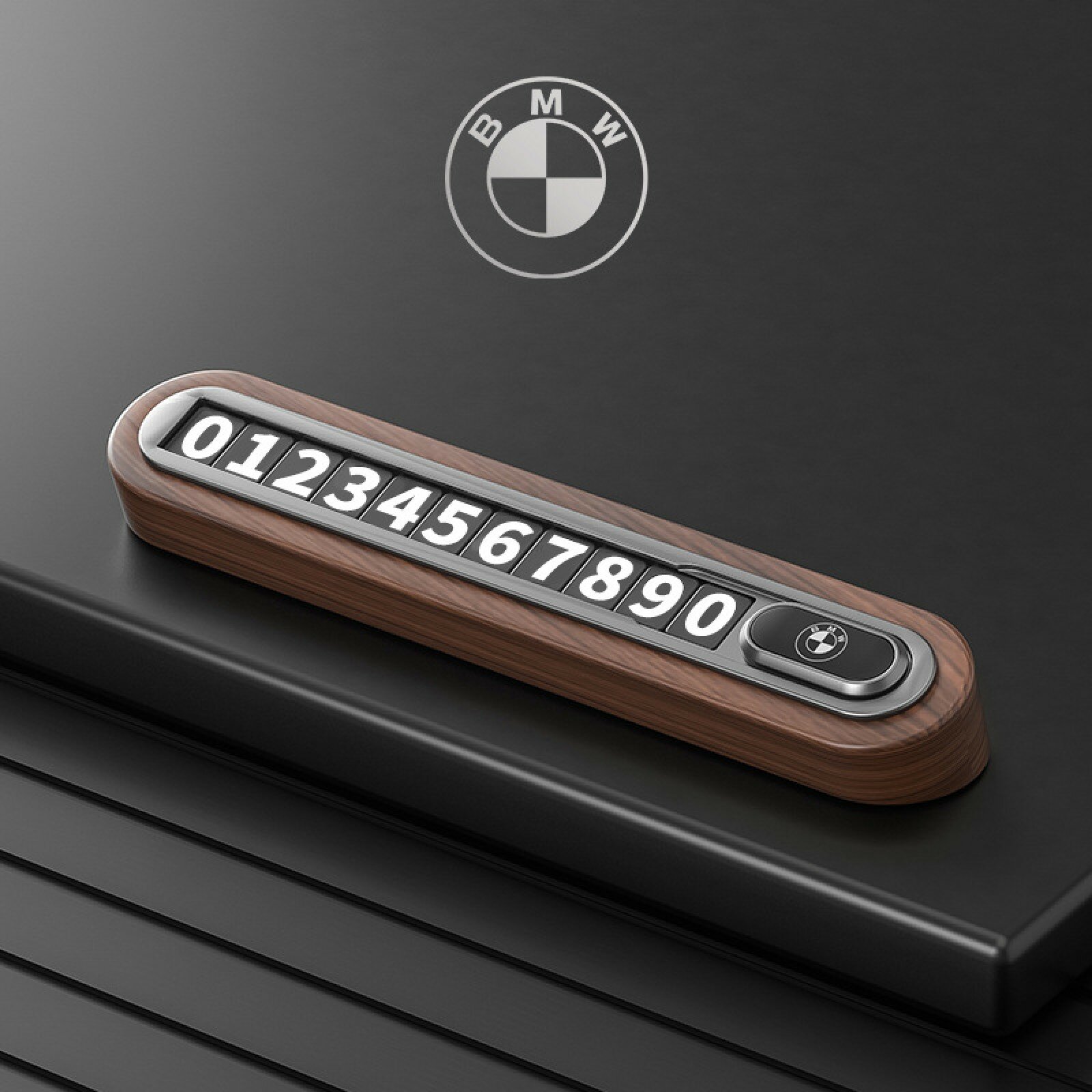 Табличка-автовизитка MyPads для BMW с деревянным корпусом и сменными цифрами