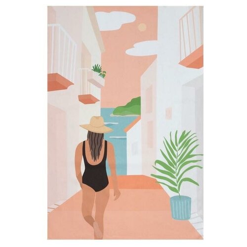 фото Полотенце пляжное этель "девушка в купальнике" 96х146 см, 100% хлопок 6897053