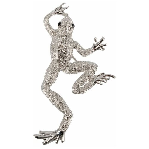 фото Брошь бижутерная лягушка (замок-булавка, серебристый) 55189 otokodesign