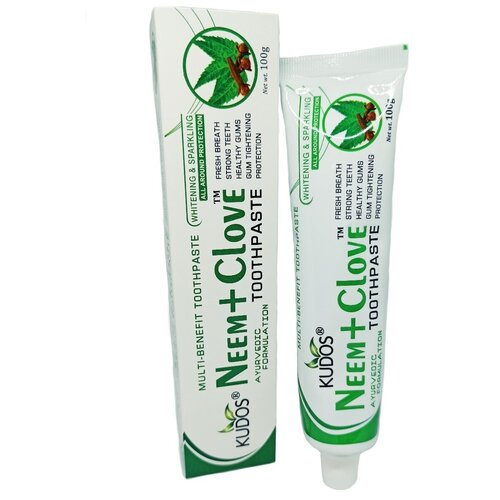 Зубная паста Кадос Ним + Гвоздика (NEEM+CLOVE Kudos) защита от кариеса и зубного камня, противовоспалительные эффект, 100 г.