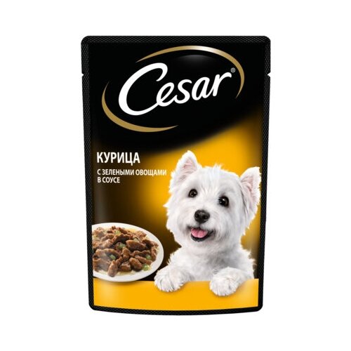 Cesar Паучи для взрослых собак с курицей и зелеными овощами в соусе 85г 10242611 0,085 кг 43486 (41 шт)