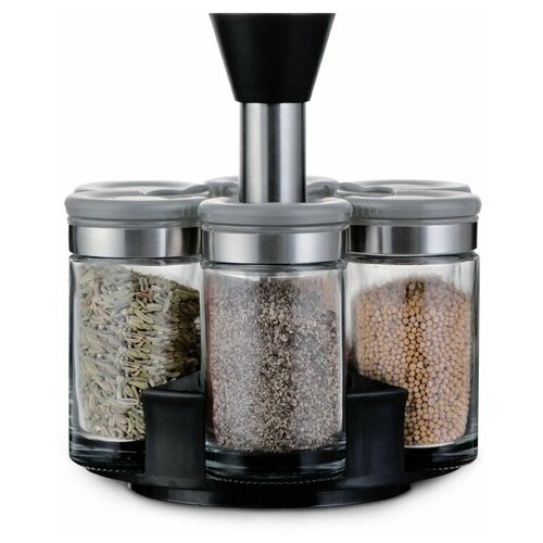Набор емкостей для специй на вращающейся подставке 6 баночекбаночки для специй стеклянные 886₽