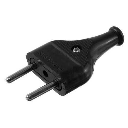 Вилка прямая 10А без зк 220 В черная розничная упаковка 5443696 175₽