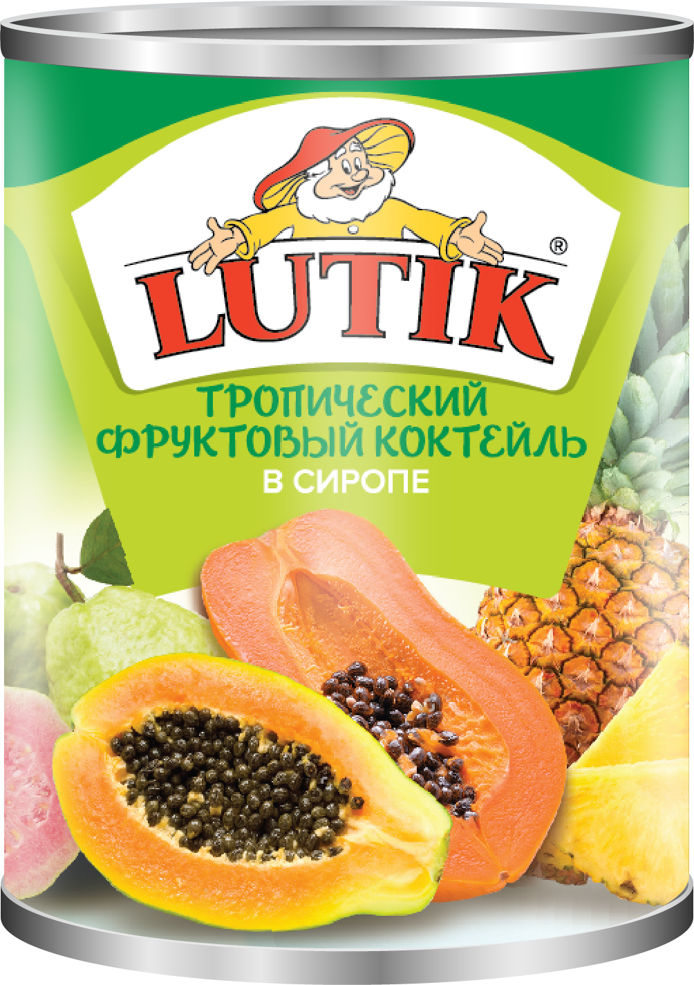 Тропический фруктовый коктейль Lutik в сиропе консервированный, 580мл