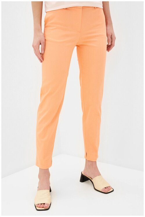 Брюки дудочки  Baon летние, полуприлегающий силуэт, повседневный стиль, карманы, размер L/48, оранжевый
