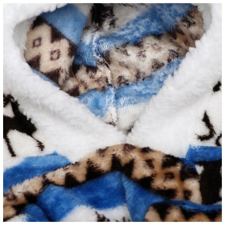 Комбинезон "Олени" с капюшоном, размер S (ДС 22 см, ОГ 28 см, ОШ 26 см), голубой - фотография № 9