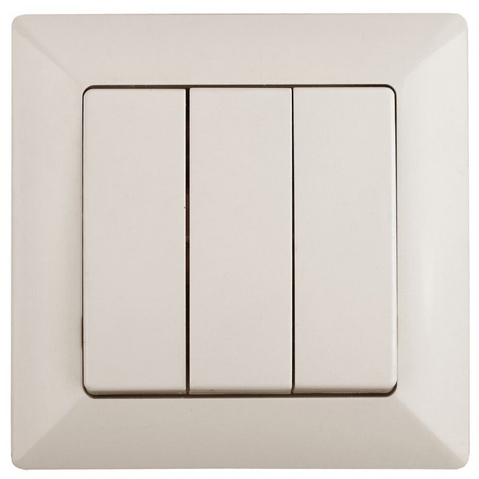 фото Выключатель трёхклавишный Intro Solo 4-106-02 скрытой установки 10А 250В слоновая кость