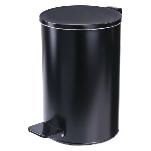 фото Ведро-контейнер для мусора с педалью усиленное, 10 л, кольцо под мешок, черное, оцинкованная сталь, 1 шт. титан