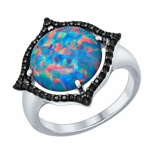 фото Кольцо diamant online, серебро, 925 проба, опал, фианит, размер 16.5