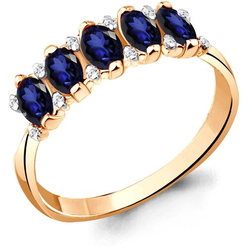 фото Золотое кольцо aquamarine 961749кс с бриллиантом и сапфиром diamant-online