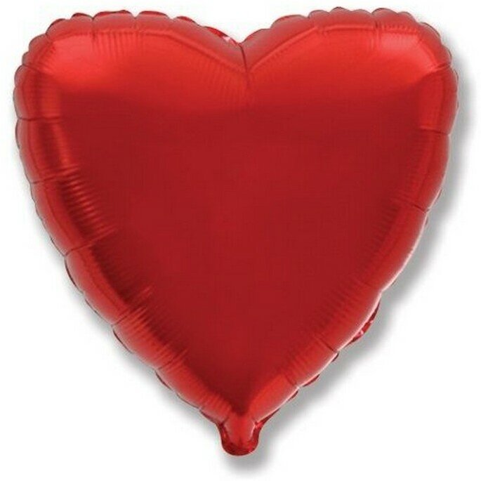 Шар фольгированный 18" "Сердце" без рисунка, металл, цвет красный