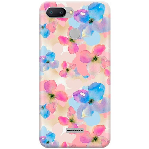 фото Ультратонкий силиконовый чехол-накладка для xiaomi redmi 6 с принтом "фиалки акварелью" gosso