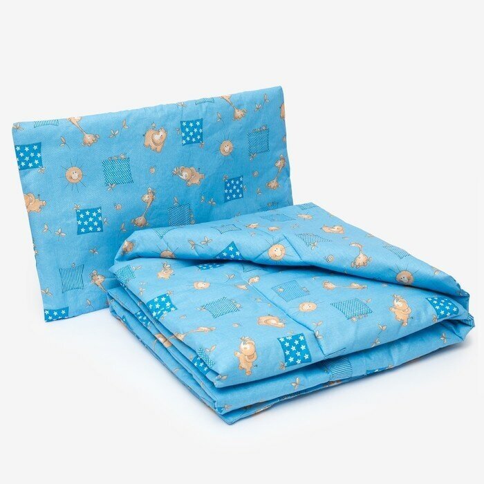 Комплект в кроватку для мальчика одеяло(110*140см) с подушкой(40*60 см) бязь, синтепон, микс