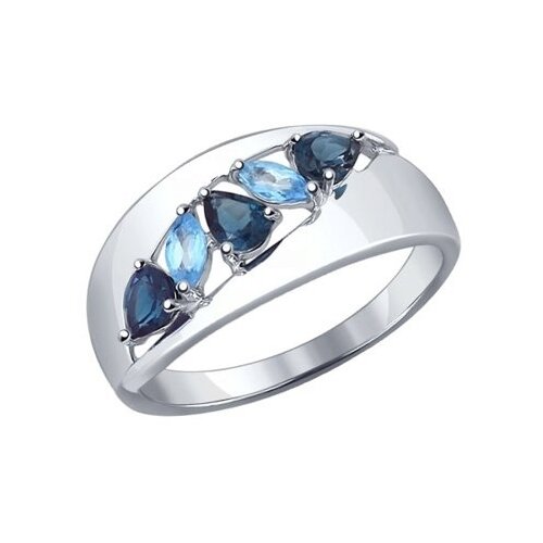 фото Sokolov кольцо из серебра с синими топазами 92011102, размер 17.5