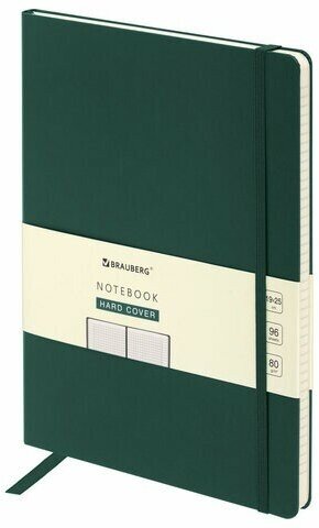 Блокнот большой формат (180х250 мм) В5, BRAUBERG ULTRA, балакрон, 80 г/м2, 96 л, клетка, темно-зеленый, 113063