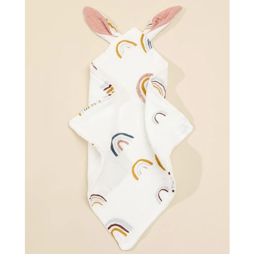 Муслиновый платок 29*29 см, салфетка с ушками зайца радуга BABYSTORE хлопковый слюнявчик EEbaby