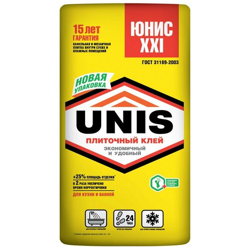 Клей для плитки и камня Unis XXI серый 18 л 25 кг клей для плитки и камня weber ultra fix winter серый 18 л 25 кг