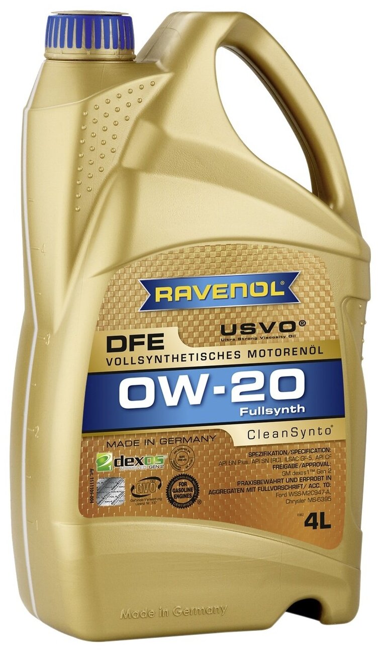 Синтетическое моторное масло Ravenol DFE SAE 0W-20, 4 л